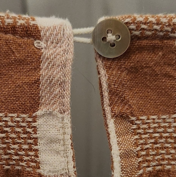 Plaid Ruffle Sleeve  Gingham Blouse - Cream and Orange Size XS - Picture 7 of 7